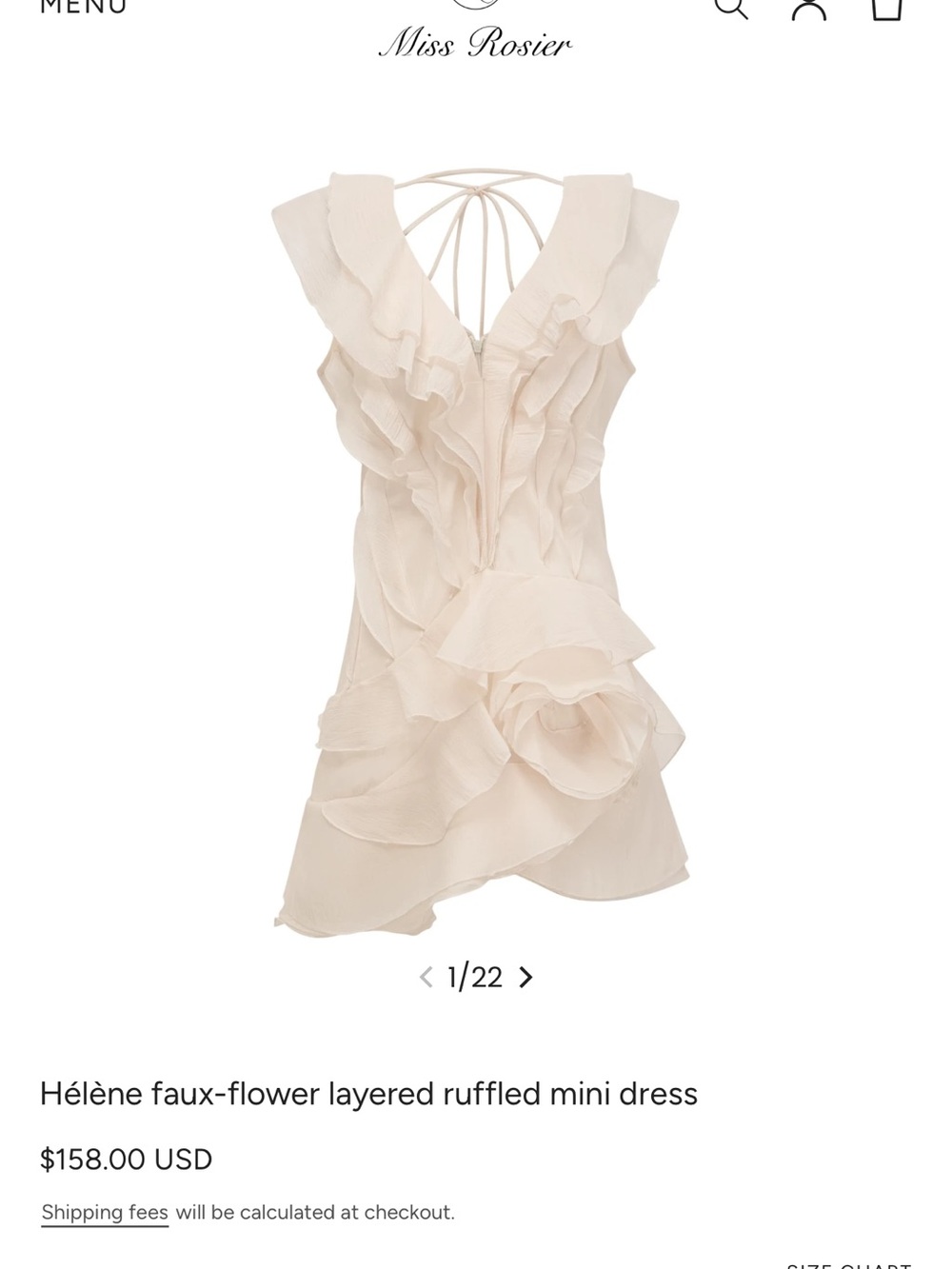 Miss Rosier Cream Ruffled Faux-Flower Mini Dress